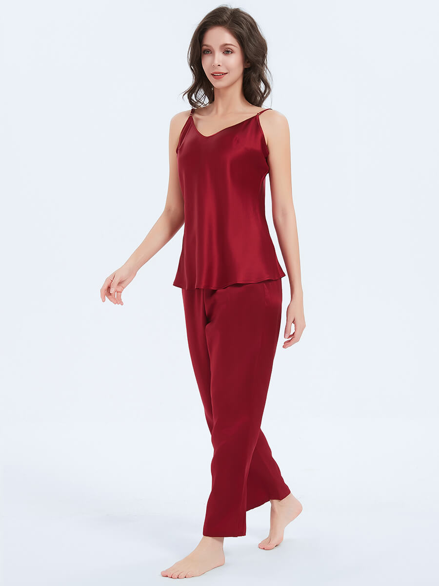 19 Momme Pure Mulberry Silk Camisole And Pants Pajamas Set