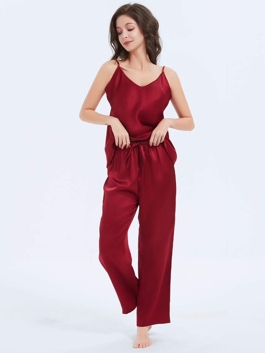 19 Momme Pure Mulberry Silk Camisole And Pants Pajamas Set