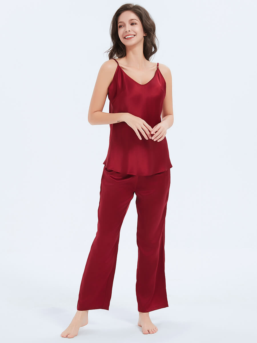 19 Momme Pure Mulberry Silk Camisole And Pants Pajamas Set