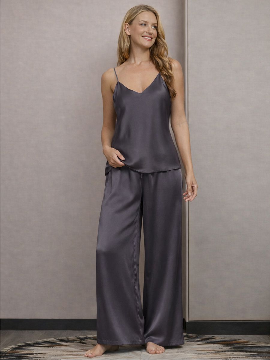 22 Momme Pure Mulberry Silk Cami and Wide Leg Pants Pajama Set