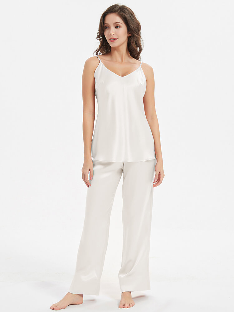 19 Momme Pure Mulberry Silk Camisole And Pants Pajamas Set