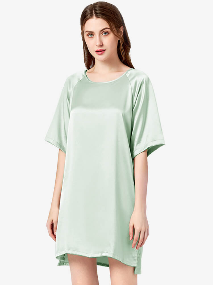 19 Momme Loose Silk Nightgown Raglan Sleeves