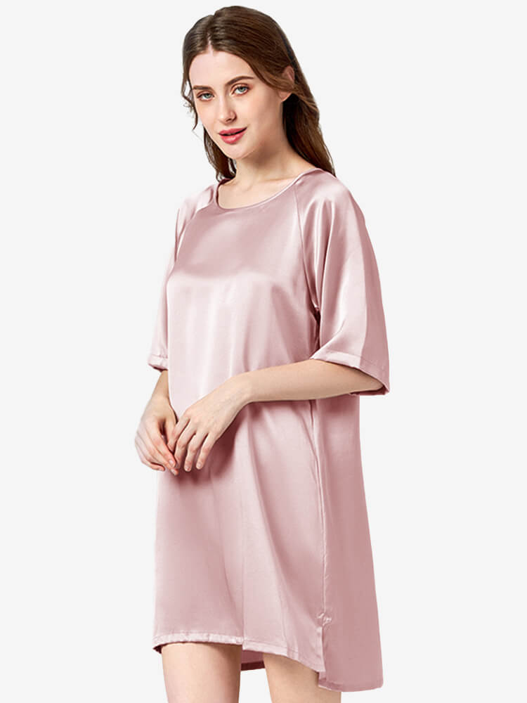 19 Momme Loose Silk Nightgown Raglan Sleeves