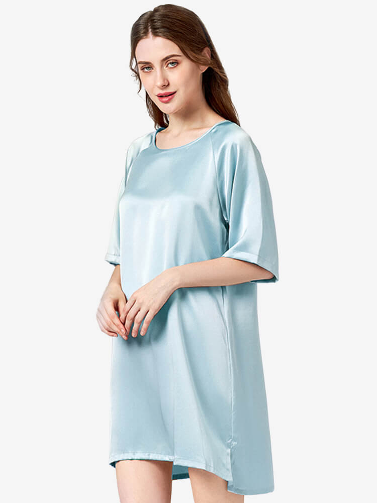 19 Momme Loose Silk Nightgown Raglan Sleeves