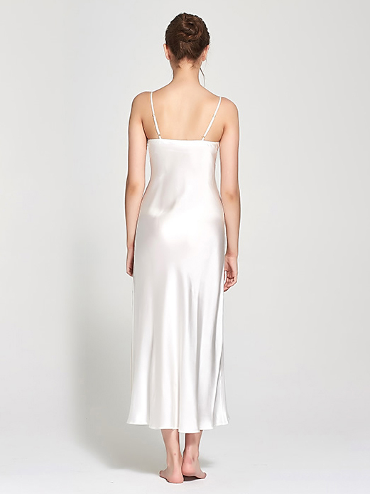Luxurious Long Silk Slip Nightgown Women Elegant Silk Nightdress