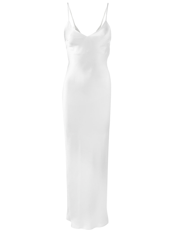 Luxurious Long Silk Slip Nightgown Women Elegant Silk Nightdress