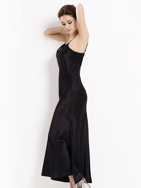 Luxurious Long Silk Slip Nightgown Women Elegant Silk Nightdress