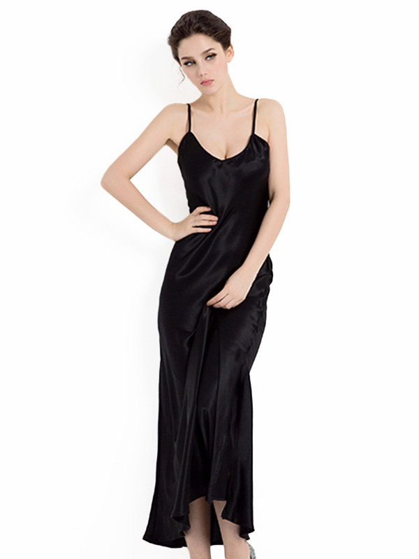Luxurious Long Silk Slip Nightgown Women Elegant Silk Nightdress