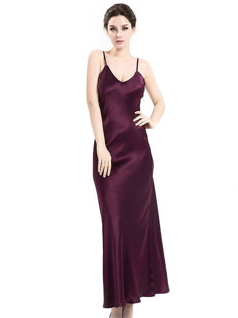 Luxurious Long Silk Slip Nightgown Women Elegant Silk Nightdress