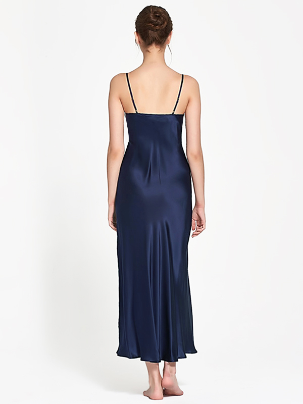Luxurious Long Silk Slip Nightgown Women Elegant Silk Nightdress