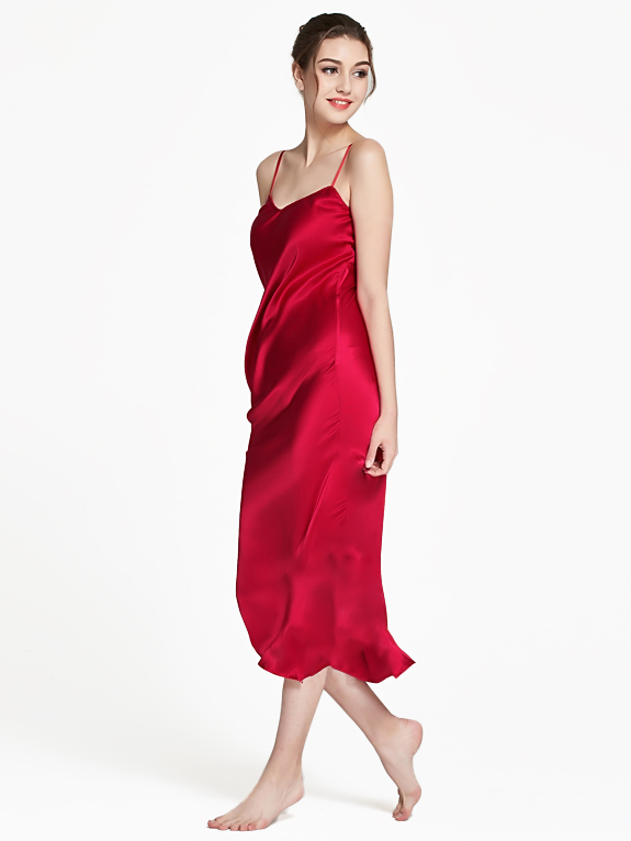 Luxurious Long Silk Slip Nightgown Women Elegant Silk Nightdress