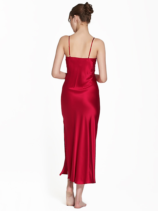 Luxurious Long Silk Slip Nightgown Women Elegant Silk Nightdress