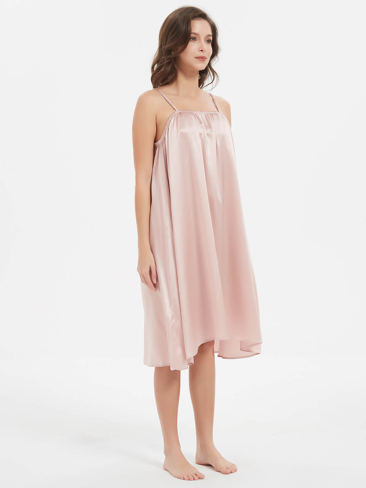 19 Momme Pleated Long Loose Silk Nightgown