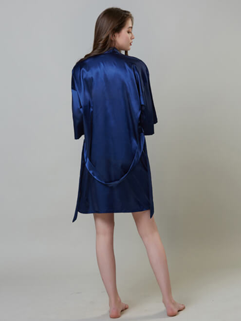 19 Momme Short Silk Kimono Robe For Brides and Bridesmaids