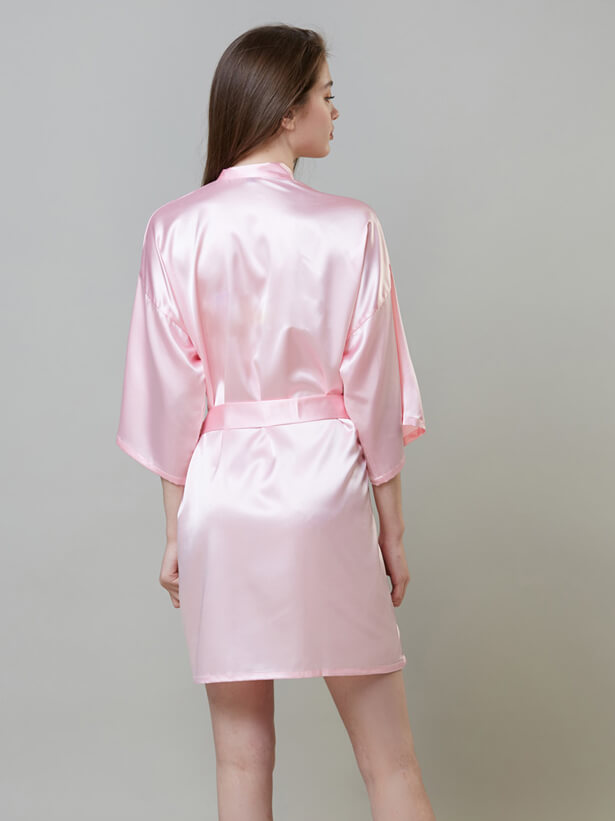 19 Momme Short Silk Kimono Robe For Brides and Bridesmaids