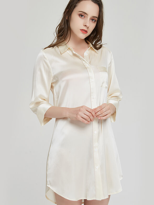 Womens silk night shirts deals
