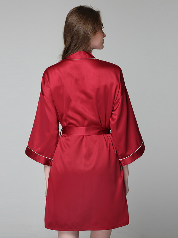 22 Momme Classic Silk Nightgown and Robe Set with Piping