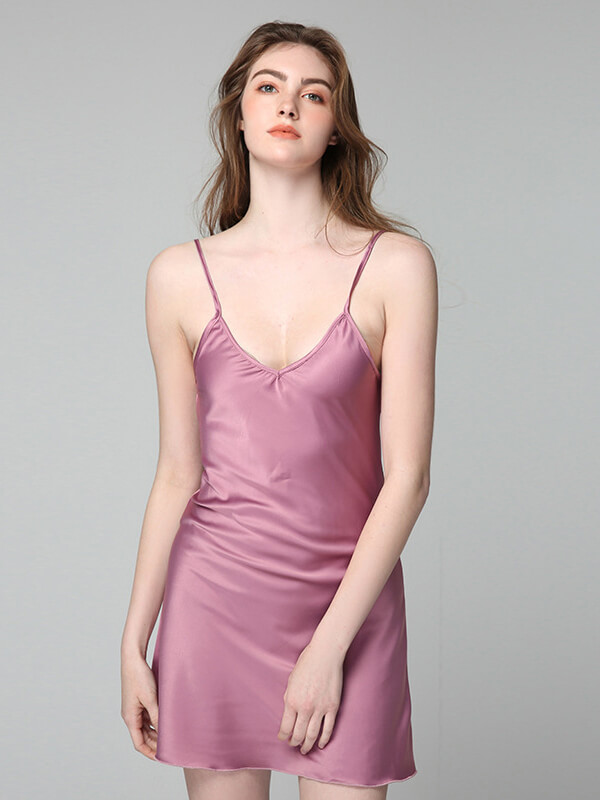 22 Momme Classic Silk Nightgown and Robe Set with Piping