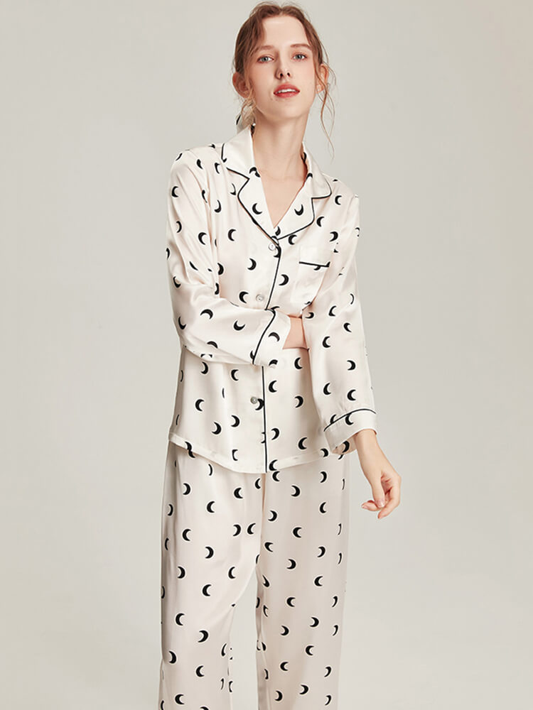 19 Momme Striped Long Sleeve Silk Pajama Shorts Set