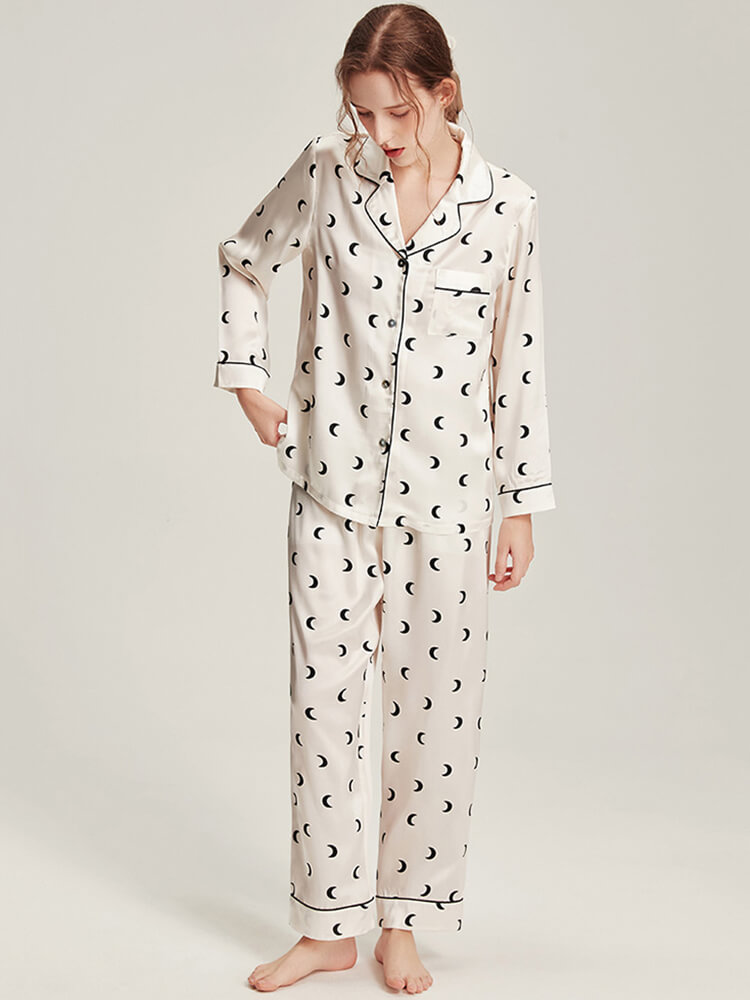 19 Momme Striped Long Sleeve Silk Pajama Shorts Set