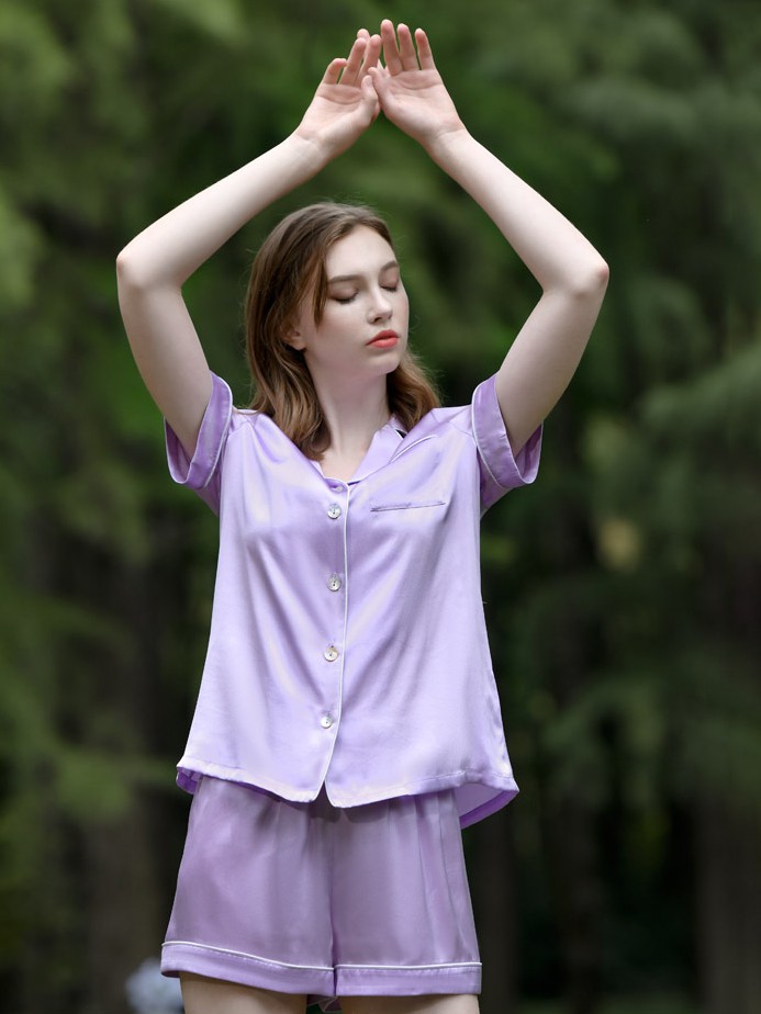 19 Momme Refreshing Silk Pajama Shorts Set For Women