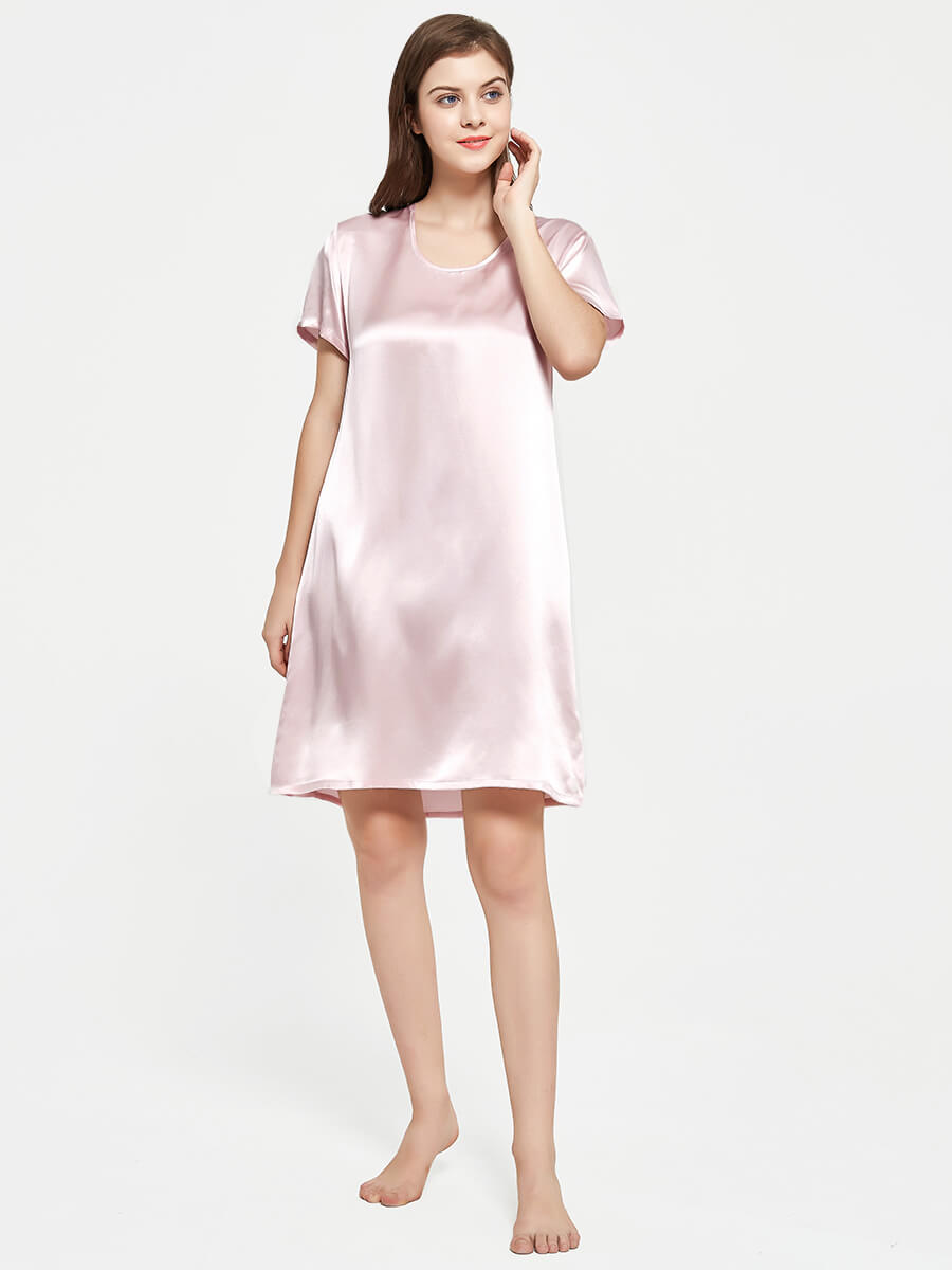 19 Momme Classic Short-sleeve Silk Nightgown