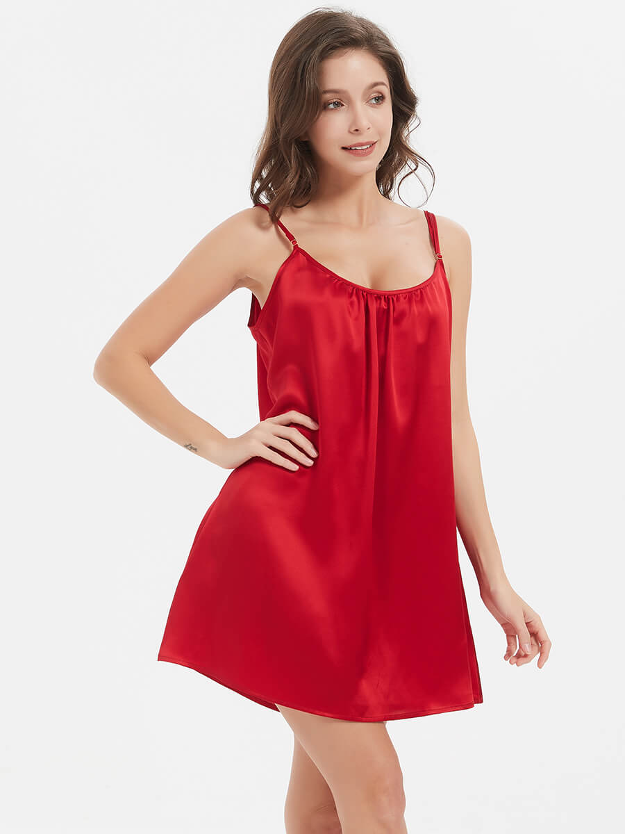 19 Momme Sexy Spicy Red Silk Babydoll Lingerie