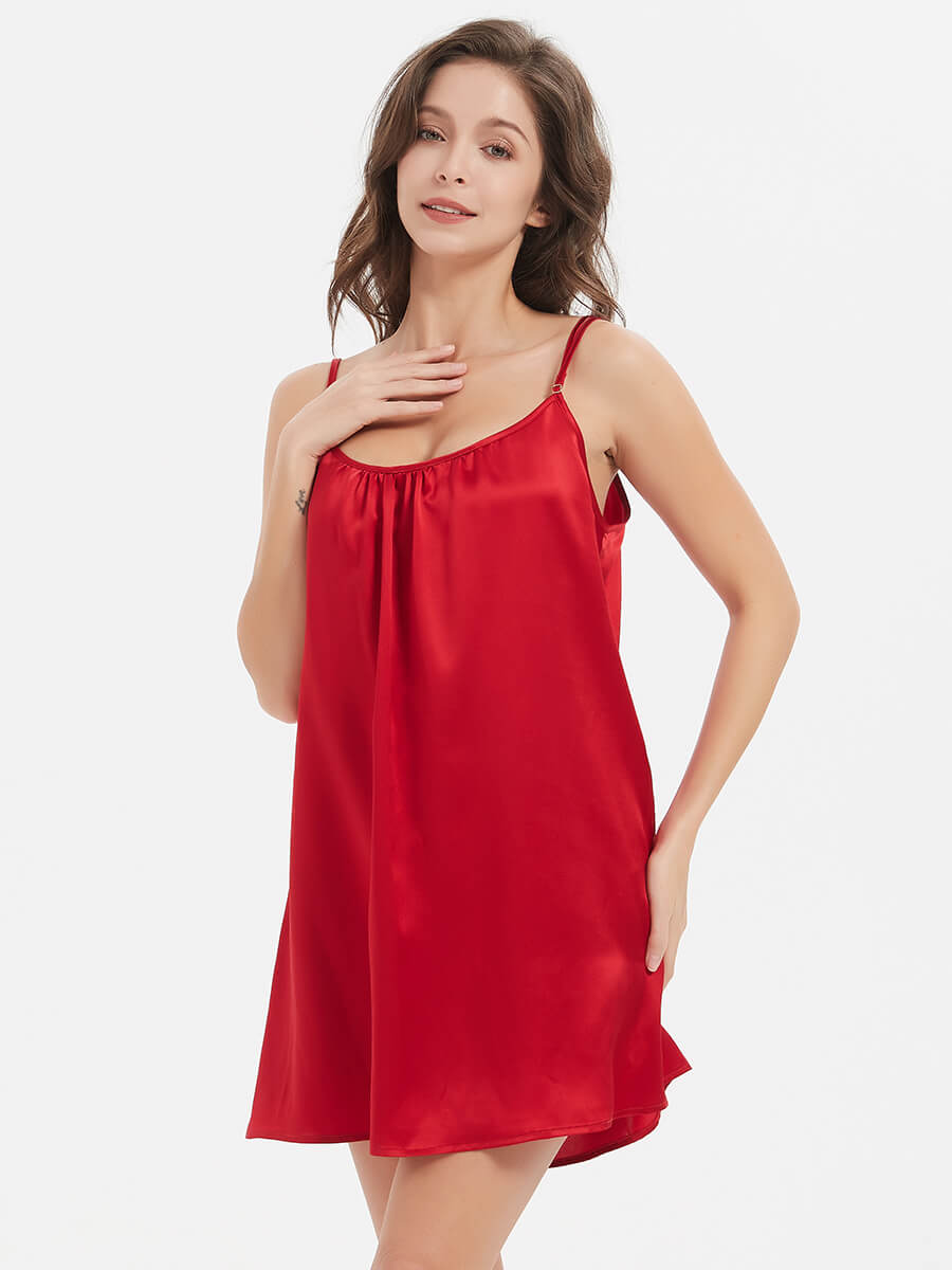 19 Momme Sexy Spicy Red Silk Babydoll Lingerie