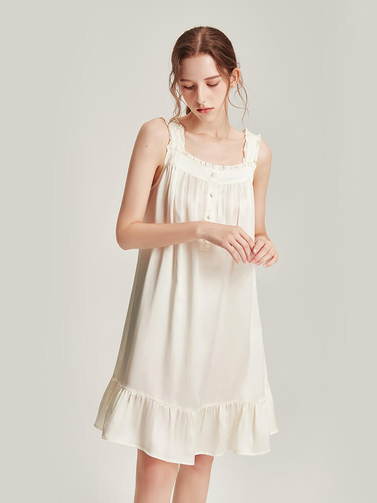 22 Momme Female Retro Palace Style Mulberry Silk Nightdress