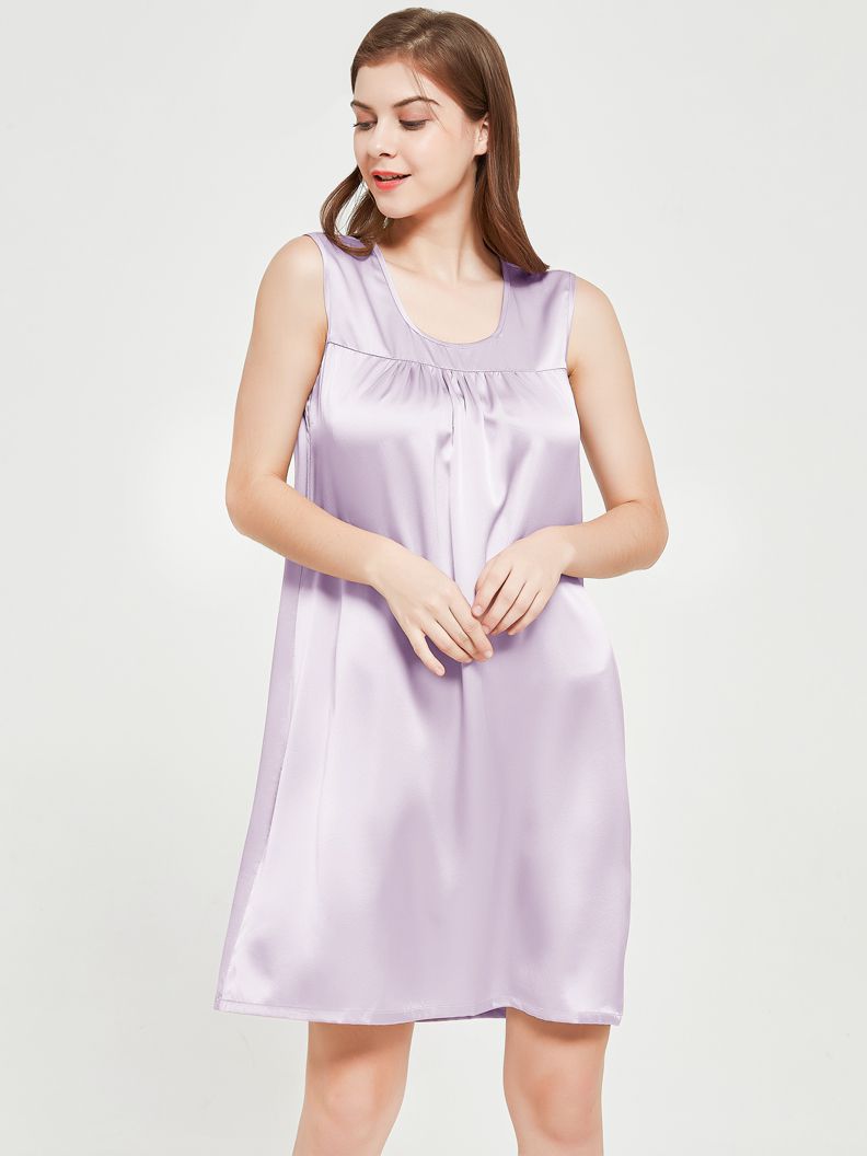 19 Momme Fashion Paneled Sleeveless Silk Nightdress