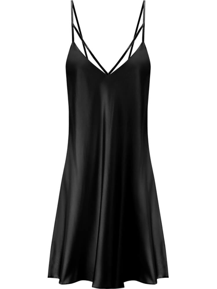22 Momme V-Neck Silk Slip Dress Silk Mini Nightgown