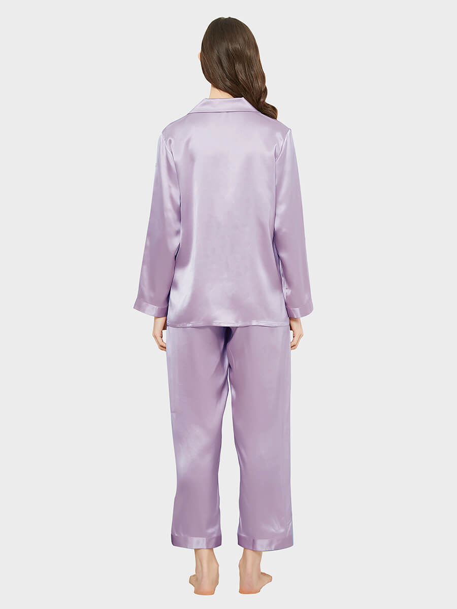 19 Momme Elegant Solid Color Full Length Silk Pajamas Set