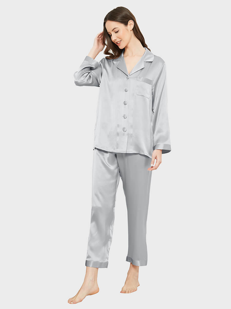 22 Momme Luxurious Classic Long Silk Pajama Set For Women