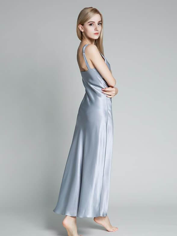 19 Momme Womens Luxurious Floor Length Long Silk Nightgown
