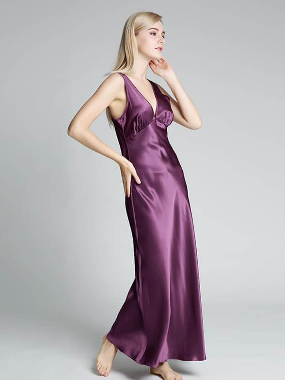 19 Momme Womens Luxurious Floor Length Long Silk Nightgown