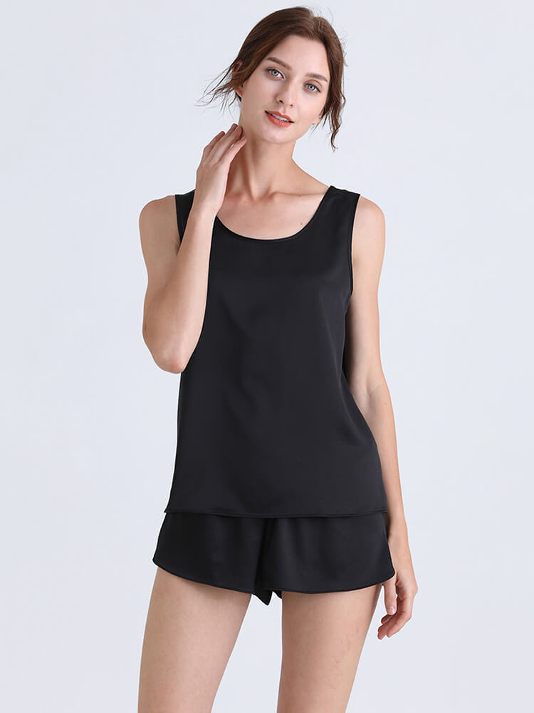22 Momme Ladies Relaxed Style Silk Tank and Pajama Shorts Set