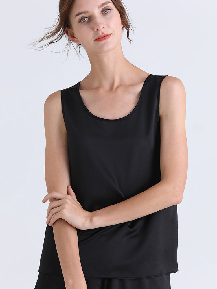 22 Momme Ladies Relaxed Style Silk Tank and Pajama Shorts Set