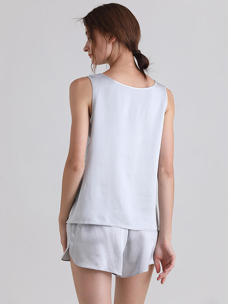 22 Momme Ladies Relaxed Style Silk Tank and Pajama Shorts Set