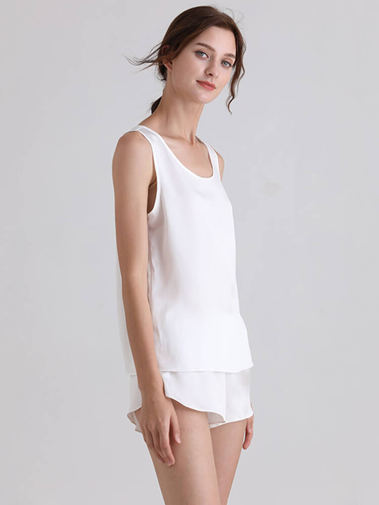 22 Momme Ladies Relaxed Style Silk Tank and Pajama Shorts Set