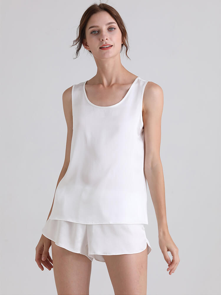 22 Momme Ladies Relaxed Style Silk Tank and Pajama Shorts Set