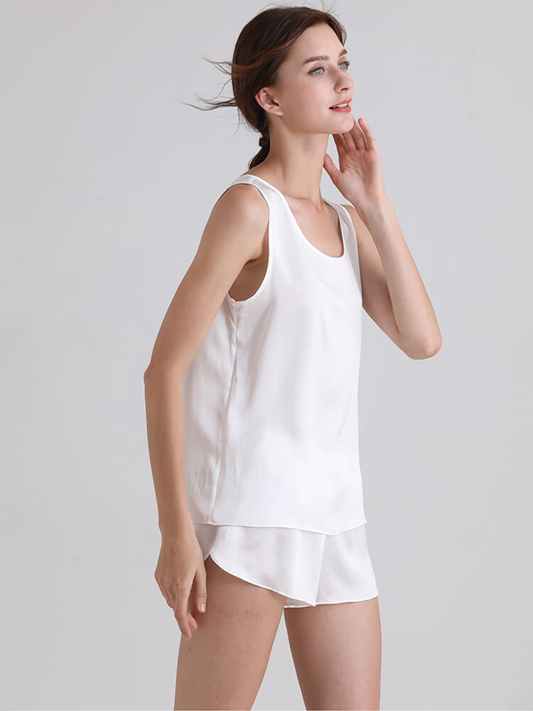 22 Momme Ladies Relaxed Style Silk Tank and Pajama Shorts Set