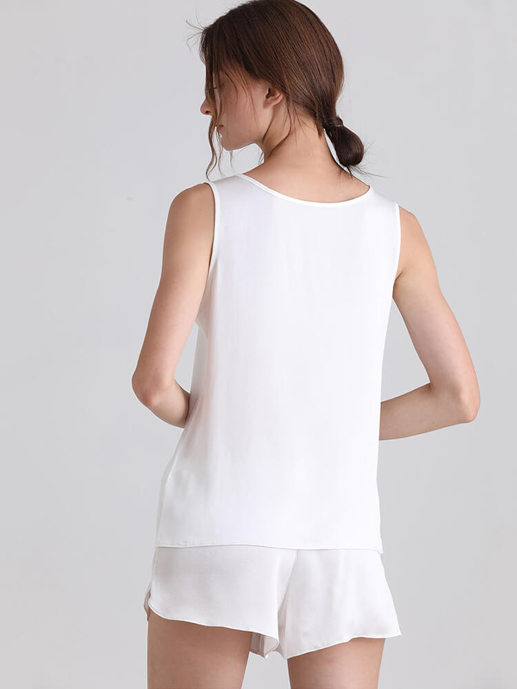 22 Momme Ladies Relaxed Style Silk Tank and Pajama Shorts Set