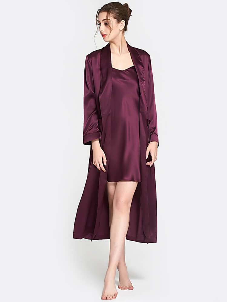 22 Momme Luxurious Long Mulberry Silk Nightgown and Robe Set