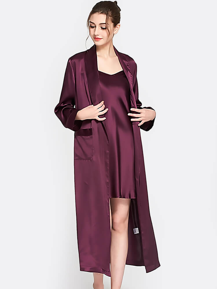 22 Momme Luxurious Long Mulberry Silk Nightgown and Robe Set
