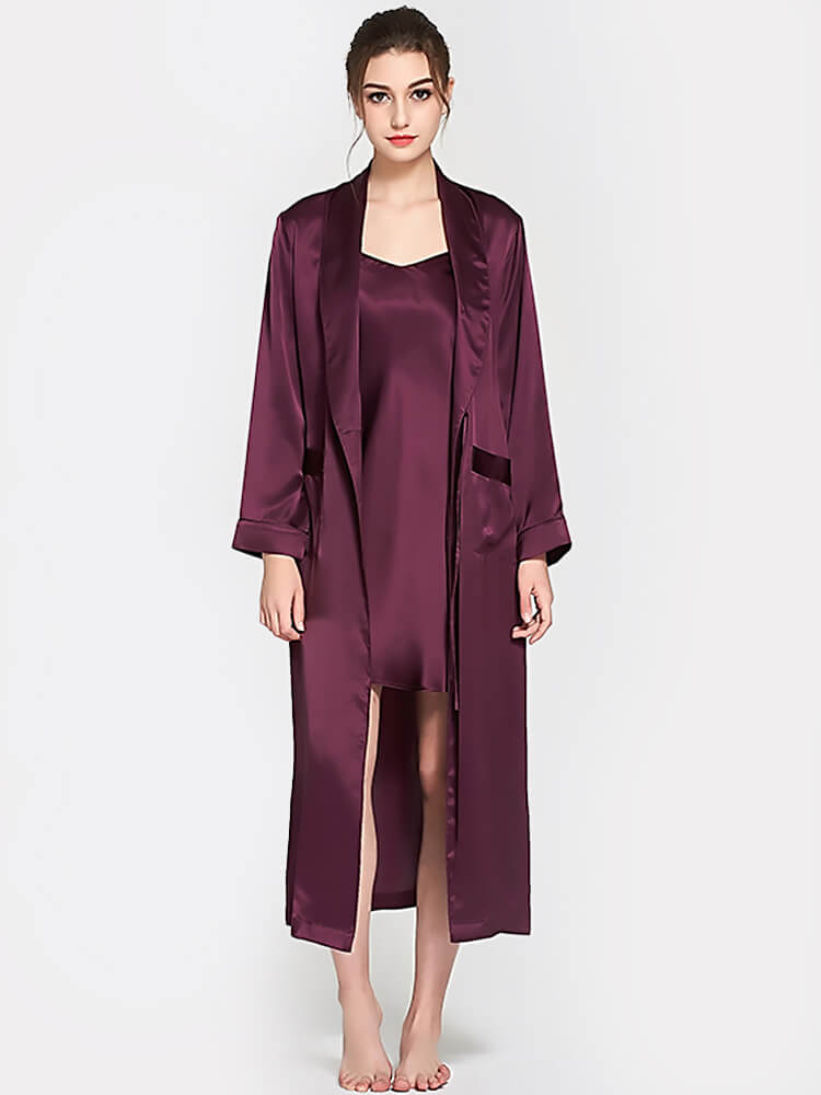 22 Momme Luxurious Long Mulberry Silk Nightgown and Robe Set