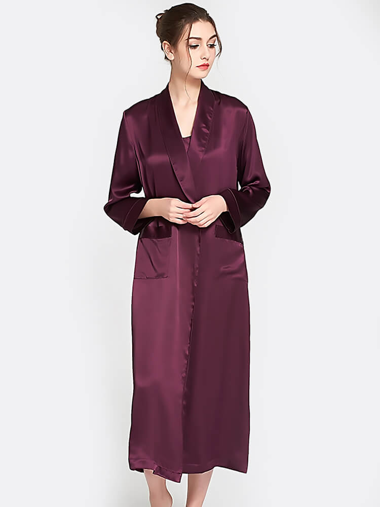 22 Momme Luxurious Long Mulberry Silk Nightgown and Robe Set