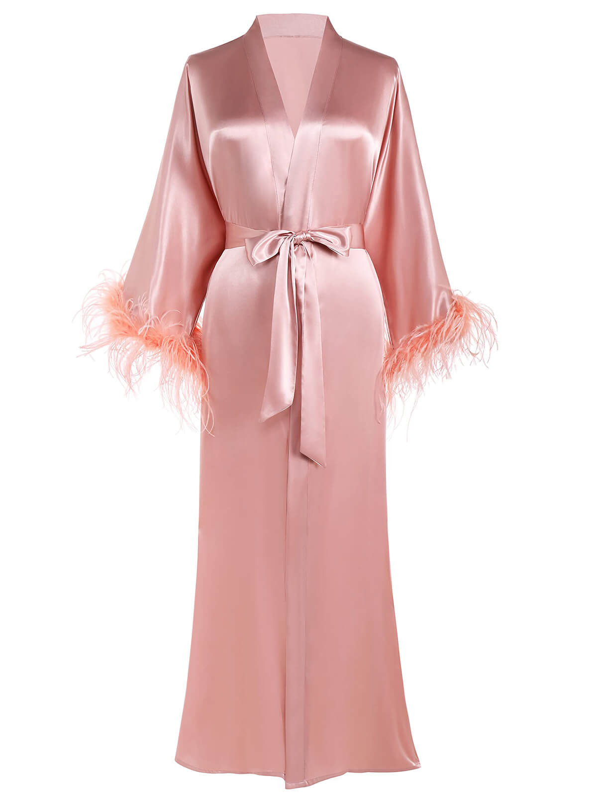 19 Momme Solid Color Long Silk Kimono Robe for Women