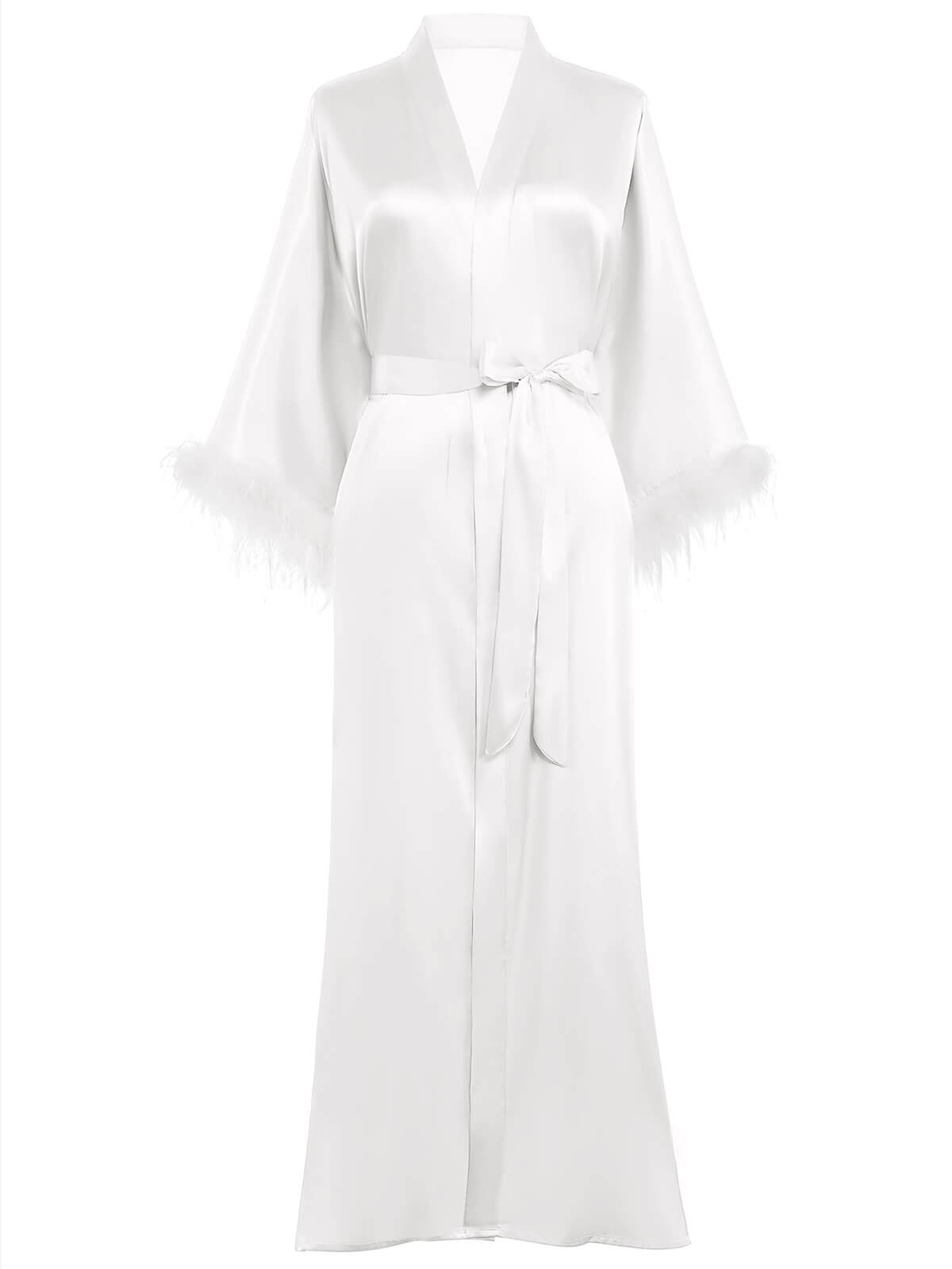 19 Momme Solid Color Long Silk Kimono Robe for Women