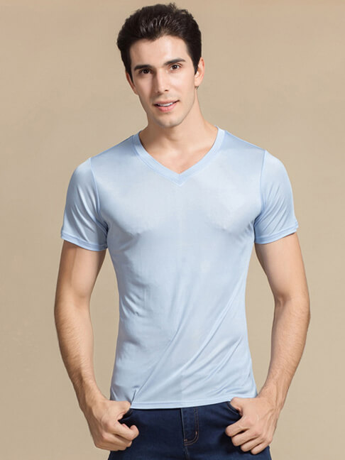 Mens Stretchy Comfy Silk Knitted V-neck T-shirts [FS174] - $69.00 ...