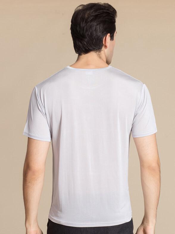 Mens Pure Mulberry Silk Knitted Round Neck T-shirts